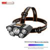 Lanterna de cabeça forte com 5 LEDs super brilhantes, carregamento USB, para pesca noturna, longo alcance, montada na cabeça, lâmpada de trabalho, lâmpada de pesca, lâmpada de iluminação