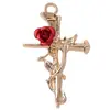 Colgante de Corazón con Espinas de Rosa y Cruz Barroca para Hacer Pendientes Collares Accesorios de Joyería de Aleación DIY