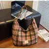 Bolso de Mano Casual Nuevo a Cuadros Retro, Ligero, de Gran Capacidad, Bolso de Hombro para Viajes Diarios, Bolso para Estudiantes para Clase y Compras