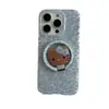 Capa Magnética Dupla Camada Rosa Azul Estampa de Leopardo Kt para Celular 16Promax Adequada para Apple 15Pro Suporte Magnético 14Pro13