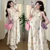 Celebridad de Internet Elegante Vestido Floral Delgado de Longitud Media Holgado para Cubrir la Barriga de Embarazo Nuevo Vestido de Maternidad Verano 2025 vestido