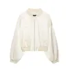 Comercio exterior transfronterizo moda femenina australiana diseño estilo americano chaqueta corta aviador de satén de seda 5320703