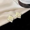 925 agulha de prata temperamento high-end cheio de brincos de pérolas de diamante mulheres ins estilo brincos geométricos Coreia do Sul brincos de luxo leve atacado