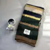 Cachecol de Lã Listrado com Combinação de Cores Macio e Ceroso Estilo Coreano Feminino de Inverno Engrossado de Mohair Estudante Tricotado Quente para Pescoço Versátil