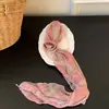 Chica de Primavera~ Bufanda Larga Fina de Seda con Estampado de Cuadros Florales para Mujer, Moderna y Elegante, Cinta de Lazo para Cuello de Alta Gama, Versátil Diadema