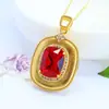 Pendente de Vidro Estilo Hong Kong Retro Aiyu Colar Imitação Esmeralda Rubi Transfronteiriço Transmissão Ao Vivo Atacado S5111807