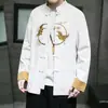 Camisa de estilo chino con cuello mao y bordado, traje Tang, nueva camisa retro de estilo chino con botones, chaqueta casual de moda para hombre de talla grande