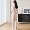 Otoño e Invierno Moda Francesa Accesible de Lujo Casual Deportivo Nuevo Sudadera con Cuello Solapa Pantalones Efecto Adelgazante Talla Grande Running Conjunto de Dos Piezas