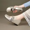 Cómodos para los pies, bailarinas plateadas que aumentan la altura para mujer 2026, zapatos de cuero sin cordones, versátiles zapatos Mary Jane para mujer