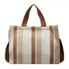 Bolso de Hombro Cruzado de Lona Estilo Coreano Otoño Nuevo Rayas Artísticas Gran Capacidad Bolso Tote para Estudiantes Bolso de Moda Tendencia