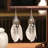 Pendientes de Plumas en Forma de Abanico Multicapa Estilo Étnico Aleación Casual Pendientes de Yunnan Venta al por Mayor Pendientes de Joyería Étnica Creativa