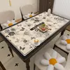 Couro Sintético com Textura Anti-Escaldante Luxo Leve Estilo Boêmio Toalha de Mesa para Mesa de Centro Toalha de Mesa para Mesa de Jantar Europeia Capa de Mesa Lavável Impermeável à Prova de Óleo