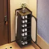 Zapatero plegable para uso doméstico, zapatero simple multifuncional de varias capas para dormitorio y vivienda de alquiler, mueble de almacenamiento para recibidor contra la pared