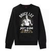 Sudadera holgada de cuello redondo con forro polar para hombre, estilo clásico de Bruce Lee, Kung Fu, Nunchaku, Jeet Kune Kune Do, boxeo, estilo urbano