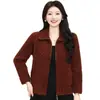 Estilo Nuevo 2025 Ropa para Mamá Tejido Grueso de Punto con Piel Sintética de Visón Abrigo para el Trabajo Moda Elegante Casual Versátil Top