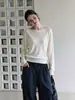 Suéter ombro a ombro feminino, outono e inverno, blusa base curta de tricô, cintura alta, para baixinhas, estilo morcego, outono e inverno 2507