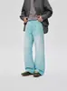 Pantalones Rectos Color Verde Menta Retro Americano para Hombre, Jeans Lavados con Bigotes para Adolescentes, Pantalones Largos Unisex para Hombre