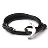 Pulseira de couro preto simples estilo coreano moda personalidade retrô tipo âncora versátil dupla camada casal tecida à mão joia