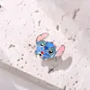 Panjia Nuevo Dibujo Animado Estéreo Stitchai Azul Colgante de Perlas con Goteo de Aceite DIY Accesorios para Pulsera Collar DIY Venta al por Mayor