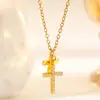 Collar Doble Cruz Transfronterizo para Mujer, Cadena para Clavícula con Colgante de Cruz de Circonita de Lujo Ligero, Accesorio Versátil para el Día a Día