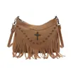 Bolso de Gran Capacidad para Mujer 2025 Otoño Nueva Moda Retro Bolso de Hombro Cruzado Bolso de Remache de Borla de Alta Calidad