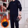 Conjunto esportivo de algodão masculino com forro de fleece outono e inverno alta qualidade para meia-idade e idosos roupa de pai jaqueta casual de duas peças