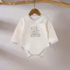 Mameluco de una pieza de algodón puro de manga larga Clase A, ropa de casa sin costuras con dibujos animados para bebés y niños pequeños, apto para todas las estaciones, verano Clase A