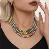 Collar Mi Duo de Perlas de Imitación Shi Jia de 8 mm, Cadena para Clavícula, Multicor, con Cuentas, Lujo, Elegante, Joyería Femenina, Directo de Fábrica, en Stock