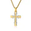 Suprimento direto original criativo novo aço inoxidável quebra-cabeça CNC diamante cruz pingente simples aço titânio liso colar