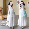 Vestido de Verano de Maternidad 2026 Estilo Nuevo Vestido para Mamás Embarazadas, Estilo Francés Moderno y Juvenil Conjunto de Dos Piezas Vestido Largo de Verano