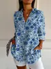 AliExpress Europa y Estados Unidos transfronterizo caliente para mujer camisa larga impresión 3D primavera verano otoño moda manga larga camisa estampado floral