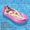 Plataforma flotante inflable de nuevo diseño transfronterizo con degradado morado y rosa, entretenimiento de verano en piscina, cama flotante individual, PVC engrosado con malla