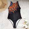 Traje de baño2026 Nuevo Bikini de una pieza con Estampado Abstracto Único, Traje de baño de Marca Independiente para Mujer, Sin Mangas, Aliexpress