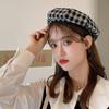 Boina a cuadros retro de estilo coreano para mujer, combina con todo, para otoño e invierno, estilo japonés, sombrero de pintor Beilei artístico británico.