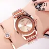 Reloj de Mujer GEDI Oro Rosa con Diamantes, Esfera Sencilla, Correa de Acero, Moda Resistente al Agua, Cuarzo, Modelo Nuevo, Directo de Fábrica