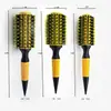 Peine Rizo de Cerámica Amarillo Tubo de Aluminio Cerdas Aguja de Nylon Cola Puntiaguda Ranura Antideslizante Mango Peine Herramientas de Peluquería