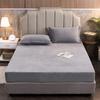 Outono e inverno novo leite veludo cama chapéu única cor sólida cristal veludo bordado colchão protetor mais veludo colcha conjunto de três peças