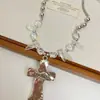 Colar Pingente Cruz Acrílica Irregular Personalizado Corrente de Clavícula Exagerada de Alto Padrão Europeia e Americana Colar com Design de Nicho