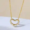 Explosões Transfronteiriças Colar Coração de Aço Titânio Feminino Simples Luxo Leve Sensação de Alto Padrão Outono e Inverno Cor de Nicho Joia Sem Cor