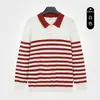 Suéter de tricô listrado com gola alta masculino para outono e inverno, estilo old money, business casual, de manga comprida, luxo leve, de alta qualidade, moda masculina retrô