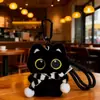 Bufanda Linda Gato Negro Pequeño Bolsa de Regalo para Estudiantes Colgante Juguete de Peluche para Pareja Llavero Decoración Colgante Cadena para Teléfono