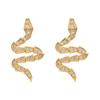 Aretes Personalizados del Año del Serpiente de Zirconia con Forma de Serpiente, Electrochapado en Oro Real, Estilo Simple y de Nicho, Aretes Zodiacales de Alta Gama para Mujer