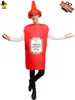Festa Noturna de Carnaval do Dia de Todos os Santos Fantasia Engraçada para Adultos Fantasia de Ketchup Vermelho Adereços para Performance de Palco Fantasia