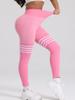 Calças de Yoga Listradas com Cintura V Traseira Calças Justas para Esportes ao Ar Livre Roupas de Yoga Femininas de Cintura Alta para Levantar o Quadril Calças de Fitness para Corrida de Secagem Rápida