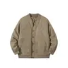 Nice3Rule Chaqueta de plumón de invierno para hombre, corte holgado, plumón de pato blanco, cuello retro japonés sin cuello, chaqueta de piloto Nyr001