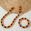 Moda Retro de Halloween Europea y Americana Transfronteriza Pulsera Sencilla de Turquesa Sintética con Calavera y Perlas Elásticas Venta al por Mayor
