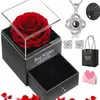 Regalo Navideño para Mamá San Valentín Amazon Transfronterizo Collar de Proyección Pendientes Joyería para Mujer Caja de Regalo Flor Eterna