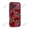 Gravata Borboleta Vinho com Estampa de Leopardo Nova Transfronteiriça Capa de Celular de Alta Qualidade para Apple 17 Pro, Capa de Silicone de Cobertura Total para 16