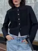 Chaqueta de moda versátil de estilo retro francés con decoración de botones, manga larga y cuello alto, para Amazon AliExpress europeo y americano