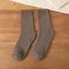 Meias Grossas com Forro de Lã Femininas de Inverno Meio da Panturrilha Meias de Terry Coloridas Meias à Prova de Odor Terry Quente para Inverno Feminino